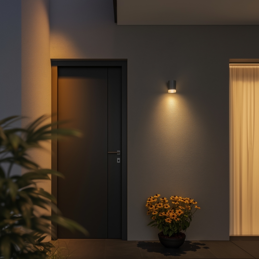 Brilagi - Aplique de parede de exterior LED RGBW dimerizável MATERA 1xGU10/4,8W/230V 3000K IP54 cinzento + comando remoto