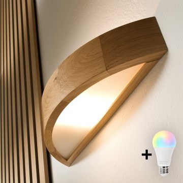 Brilagi - Aplique de parede LED RGBW regulável CARVALHO 1xE27/9W/230V 2700-6500K Wi-Fi carvalho