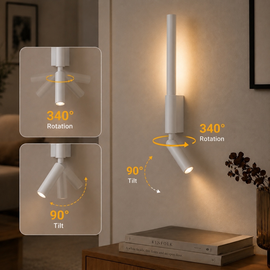 BRILAGI - Aplique de parede LED VIXON LED/3W/230V + LED/5W branco CRI 90