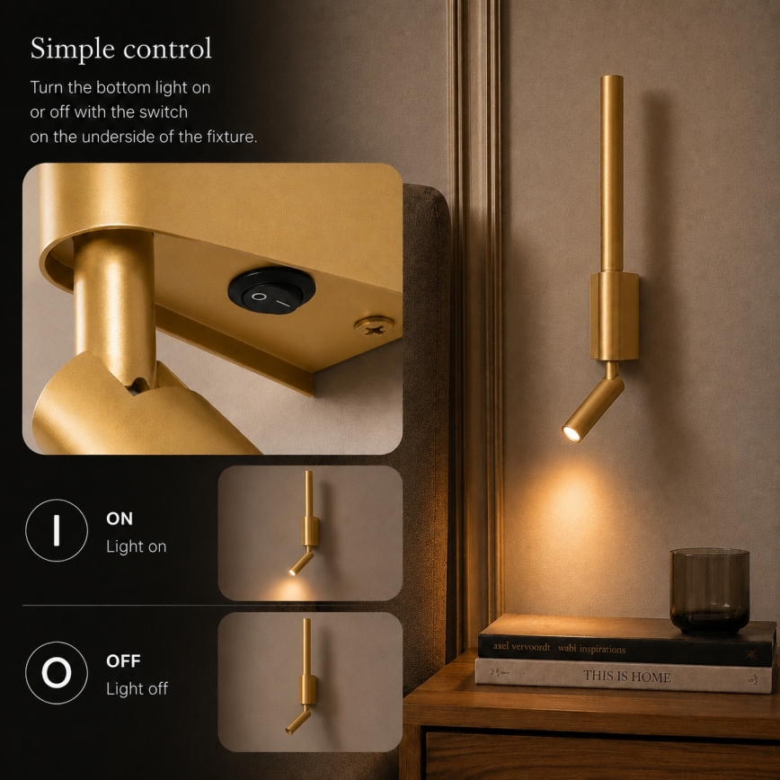 BRILAGI - Aplique de parede LED VIXON LED/3W/230V + LED/5W dourado IRC 90