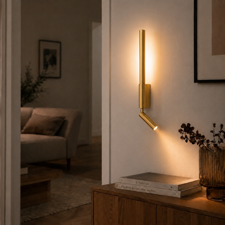 BRILAGI - Aplique de parede LED VIXON LED/3W/230V + LED/5W dourado IRC 90