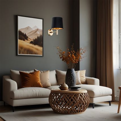 Brilagi - Aplique de parede MONTE 1xE27/15W/230V preto/dourado