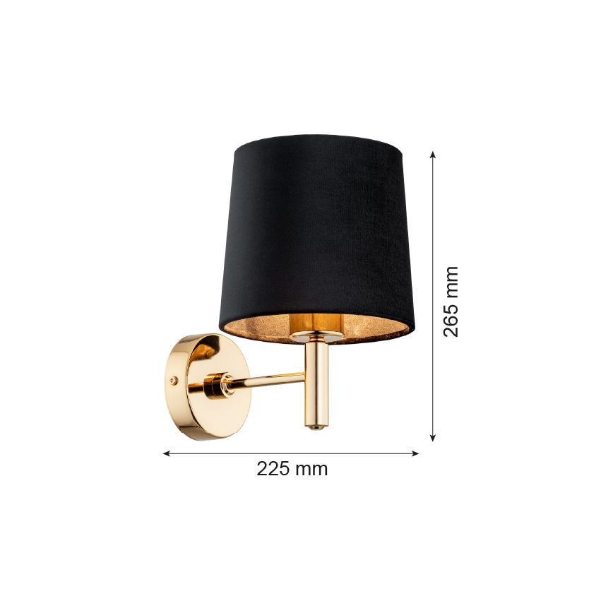 Brilagi - Aplique de parede MONTE 1xE27/15W/230V preto/dourado
