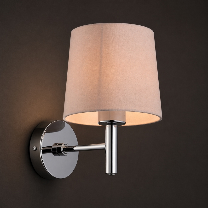 Brilagi - Aplique de parede MONTE 1xE27/60W/230V bege/cromado brilhante