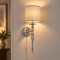 BRILAGI - Aplique de parede NUBILA 1xE27/60W/230V cromo brilhante/castanho claro