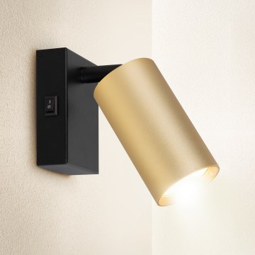 Brilagi - Aplique de parede orientável com interruptor SELE 1x GU10/30W/230V preto/dourado