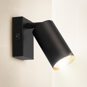Brilagi - Aplique de parede orientável com interruptor SELE 1xGU10/30W/230V preto/dourado