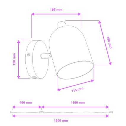 Brilagi - Aplique de parede orientável GALLION 1xE27/15W/230V verde
