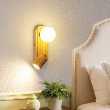 Brilagi - Aplique de parede orientável MODERN WOOD 1xG9/5W/230V + 1xGU10/8W em madeira