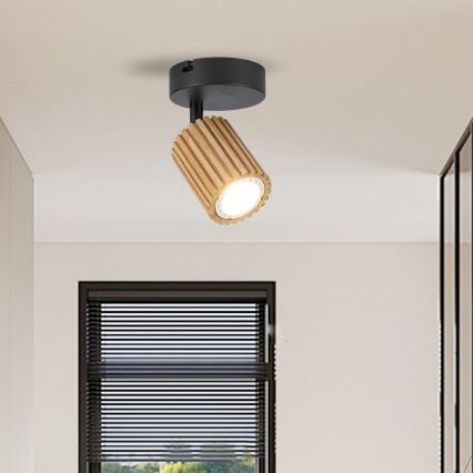 Brilagi - Aplique de parede orientável MODERN WOOD 1xGU10/8W/230V madeira/preto