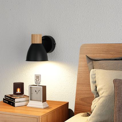 Brilagi - Aplique de parede orientável ODENSE 1xE14/10W/230V madeira de seringueira/preto