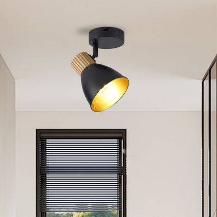 Brilagi - Aplique de parede orientável ODENSE 1xE14/10W/230V madeira de seringueira/preto