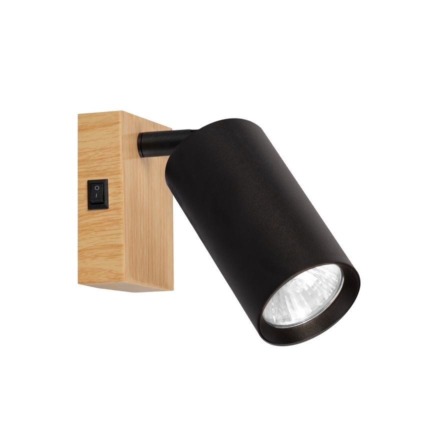 BRILAGI - Arandela spot de parede com interruptor SELE 1xGU10/30W/230V preto/decor carvalho