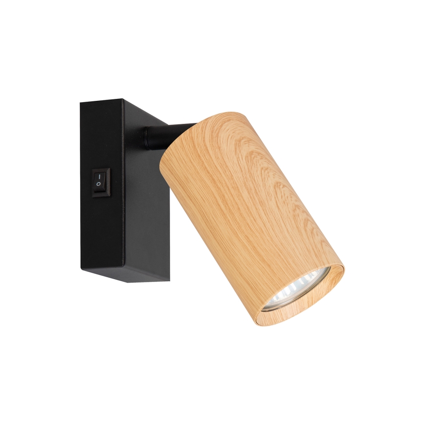 Brilagi - Candeeiro de parede direcionável com interruptor SELE 1xGU10/30W/230V preto/acabamento em carvalho