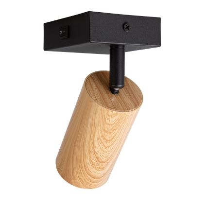 Brilagi - Candeeiro de parede direcionável com interruptor SELE 1xGU10/30W/230V preto/acabamento em carvalho