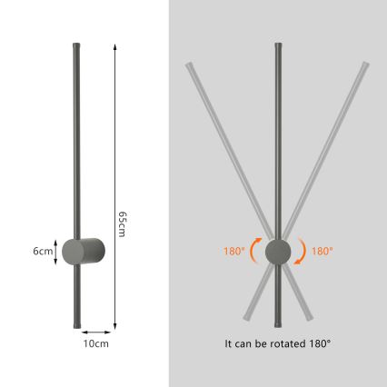 Brilagi - Aplique de parede exterior LED AURA LED/12W/230V 4000K IP54 65 cm antracite CRI 90