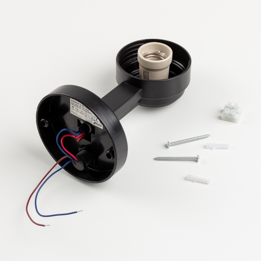 Brilagi - Aplique de parede para exterior com sensor de movimento HARBOR 1xE27/40W/230V IP33 preto/transparente