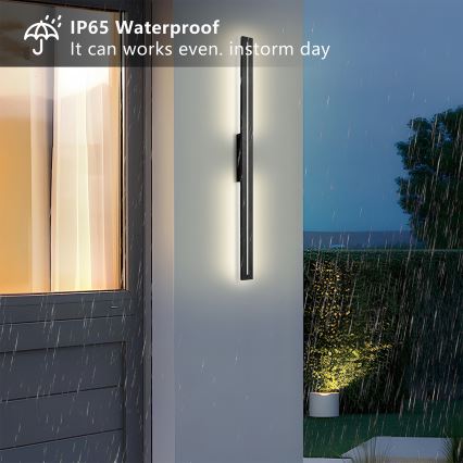 Brilagi - Aplique de parede exterior LINEO LED/24W/230V 3000K IP65 100 cm preto CRI 90