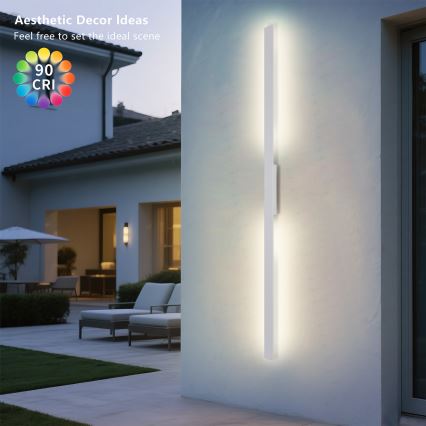 Brilagi - Aplique de Parede LED para Exterior LUNA LED/30W/230V 3000K IP65 150 cm branco IRC 90