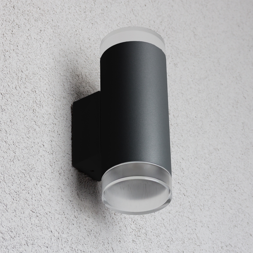 Brilagi - Aplique de parede exterior LED RGBW regulável MATERA 2xGU10/4,8W/230V 3000K IP54 preto + controlo remoto