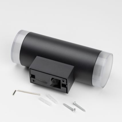 Brilagi - Aplique de parede exterior LED RGBW regulável MATERA 2xGU10/4,8W/230V 3000K IP54 preto + controlo remoto
