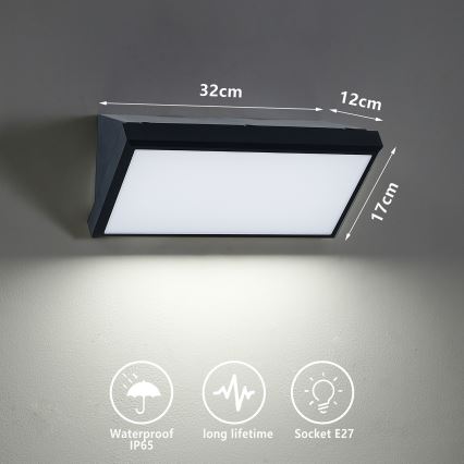 Brilagi - Aplique de parede exterior LED RGBW dimerizável TRIANGLE 1xE27/9W/230V 2700-6500K IP65 preto