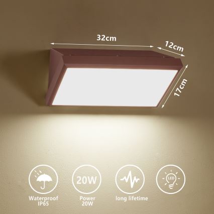 Brilagi - Aplique de parede LED para exterior TRIANGLE LED/20W/230V 3000/4000/6500K castanho IP65