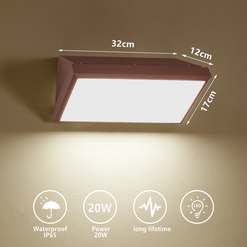 Brilagi - Aplique de parede LED para exterior TRIANGLE LED/20W/230V 3000/4000/6500K castanho IP65