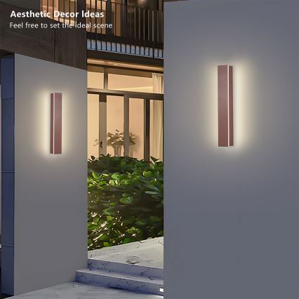 Brilagi - Aplique de parede LED para exterior LINEAR LED/8W/230V 3000K IP65 30 cm castanho IRC 90
