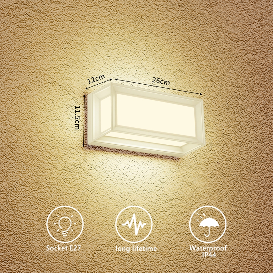 Brilagi - Aplique de parede para exterior PARKER 1xE27/60W/230V branco IP44