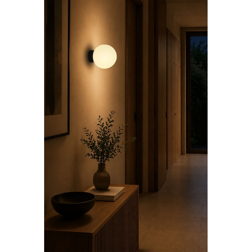 BRILAGI - Aplique de parede POLOS 1xE27/40W/230V Ø 20 cm preto