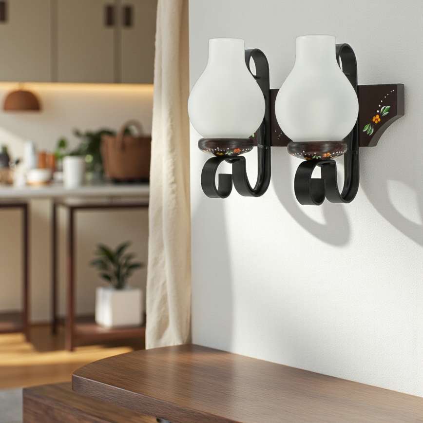 Brilagi - Aplique de parede QUEEN 2xE14/40W/230V faia/wengué