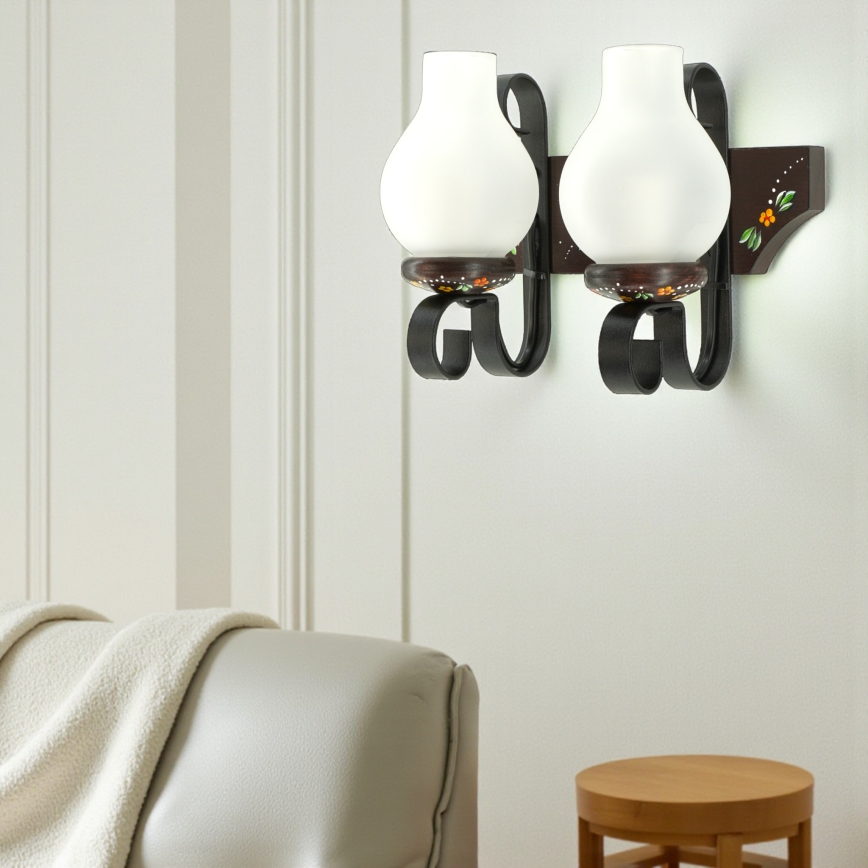 Brilagi - Aplique de parede QUEEN 2xE14/40W/230V faia/wengué