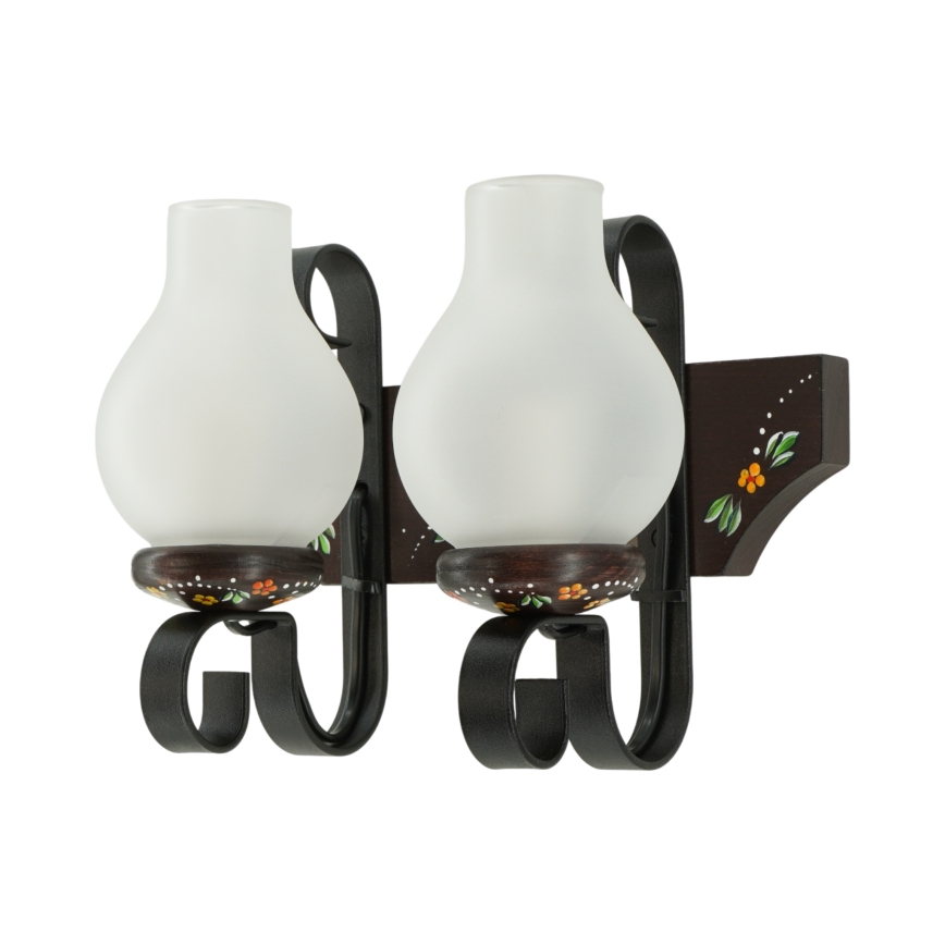 Brilagi - Aplique de parede QUEEN 2xE14/40W/230V faia/wengué