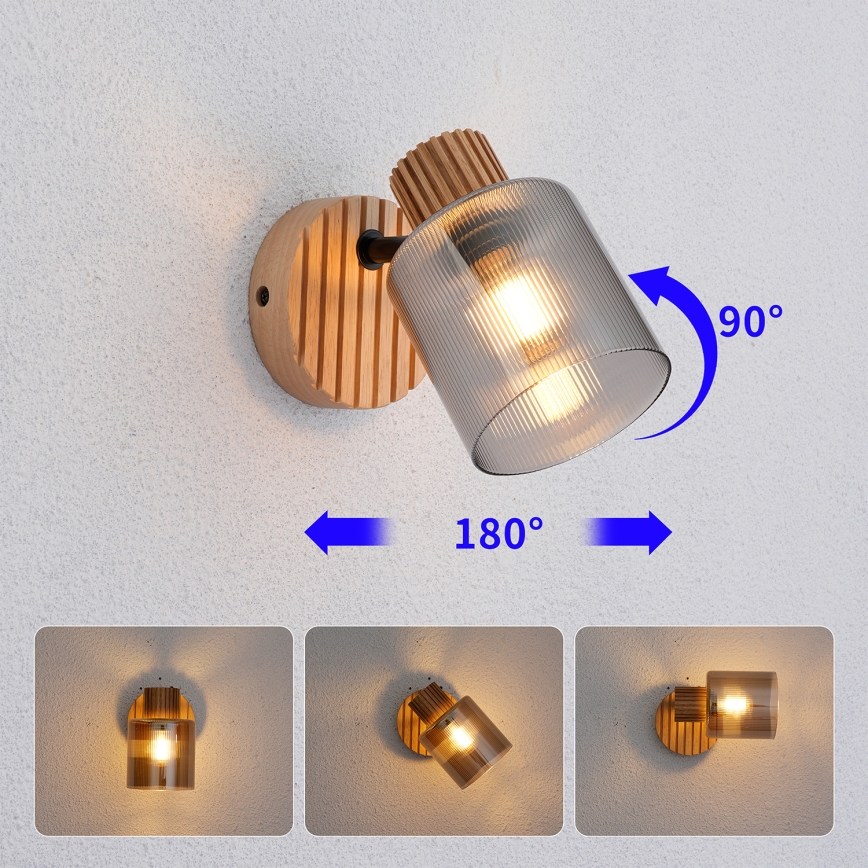 Brilagi - Aplique de parede spot HYGGE 1xE14/15W/230V madeira/fumado