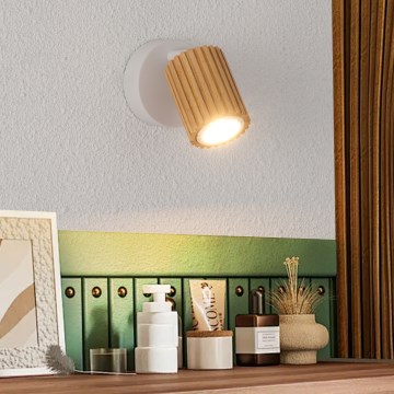 Brilagi - Aplique de parede spot MODERN WOOD 1xGU10/8W/230V madeira/branco