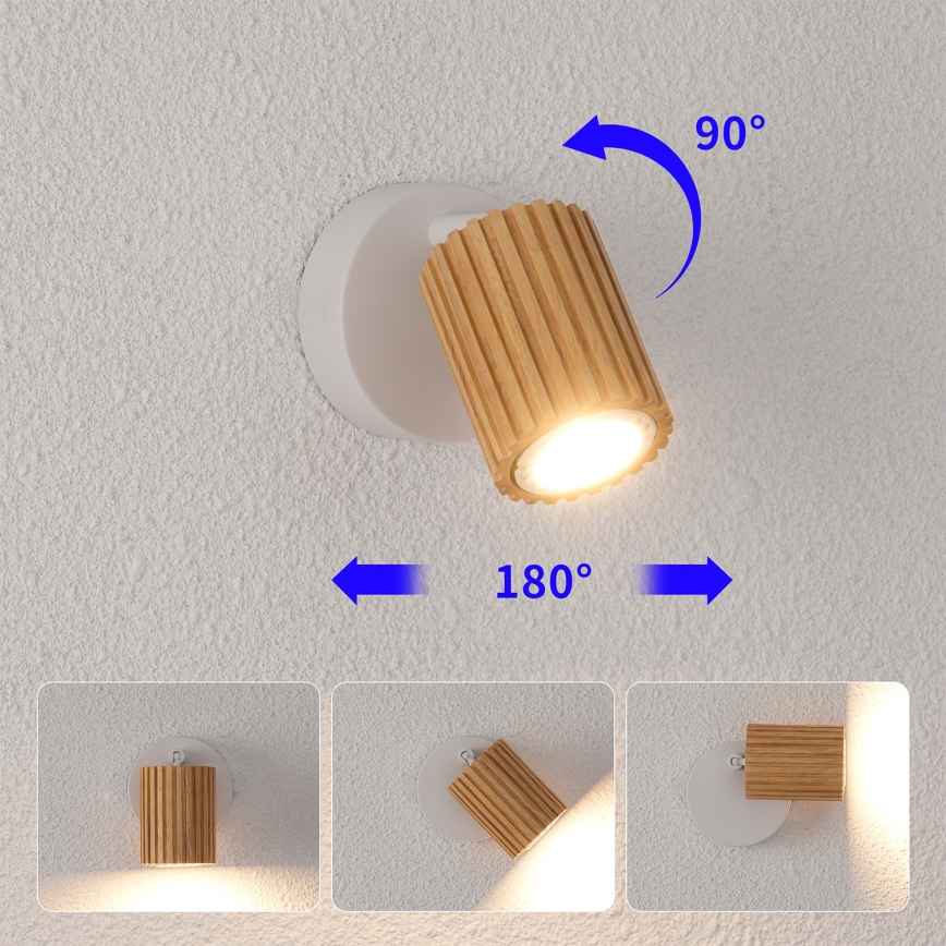 Brilagi - Aplique de parede spot MODERN WOOD 1xGU10/8W/230V madeira/branco