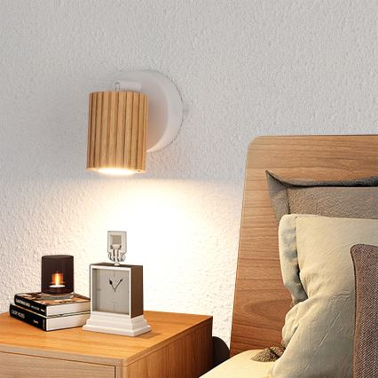 Brilagi - Aplique de parede spot MODERN WOOD 1xGU10/8W/230V madeira/branco