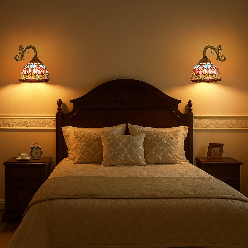 Brilagi - Aplique de parede Tiffany em vitral LORAS 1xE27/40W/230V