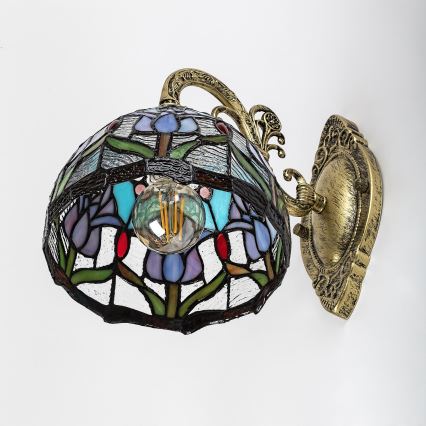 Brilagi - Aplique de parede Tiffany em vitral LORAS 1xE27/40W/230V