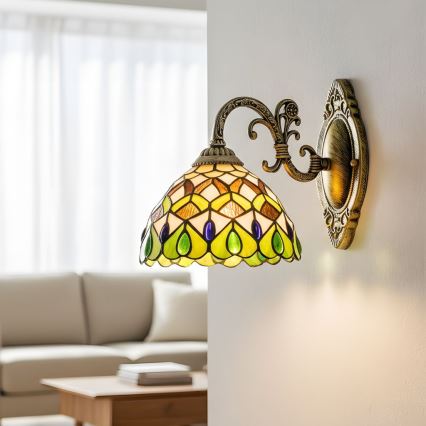 Brilagi - Aplique de parede Tiffany em vitral MARGARET 1xE27/40W/230V