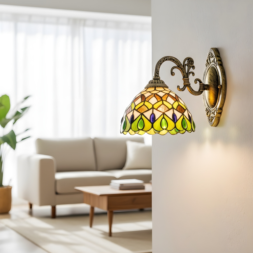 Brilagi - Aplique de parede Tiffany em vitral MARGARET 1xE27/40W/230V