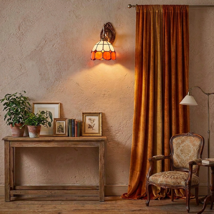 Brilagi - Aplique de parede Tiffany em vitral SIENNA 1xE14/40W/230V