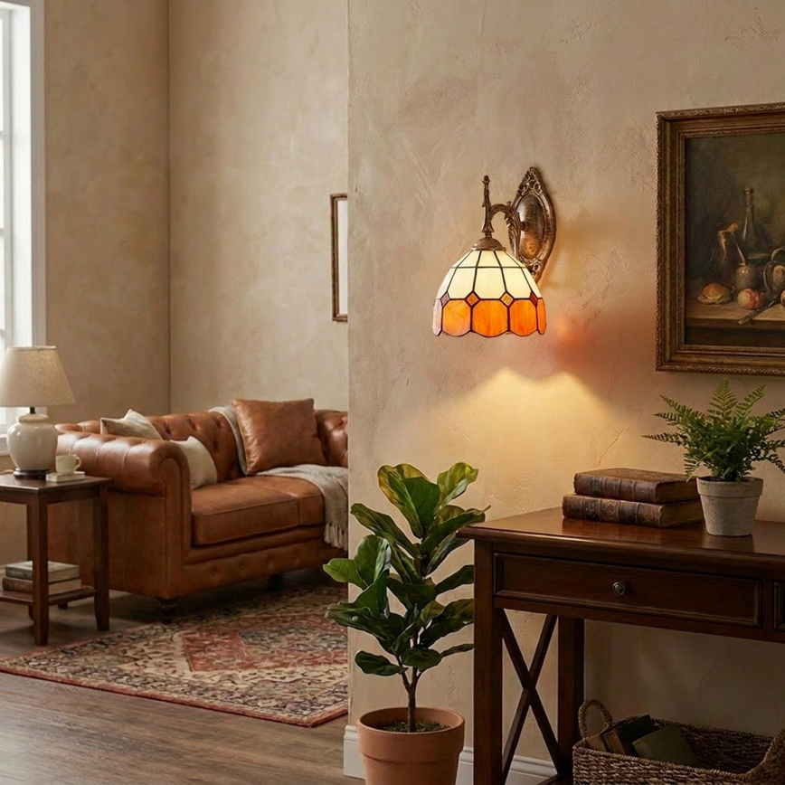 Brilagi - Aplique de parede Tiffany em vitral SIENNA 1xE14/40W/230V