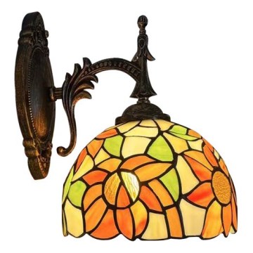 Brilagi - Aplique de parede Tiffany em vitral SUNFLOWER 1xE14/40W/230V