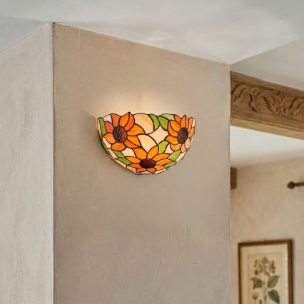 Brilagi - Aplique de parede Tiffany em vitral SUNFLOWER 1xE14/40W/230V