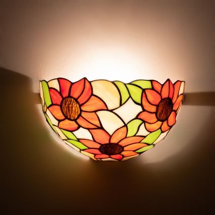 Brilagi - Aplique de parede Tiffany em vitral SUNFLOWER 1xE14/40W/230V