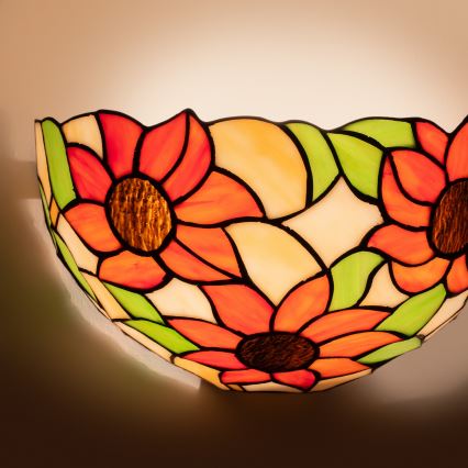 Brilagi - Aplique de parede Tiffany em vitral SUNFLOWER 1xE14/40W/230V