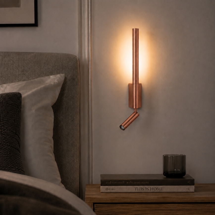 BRILAGI - Aplique de parede direcionável VIXON LED/3W/230V + LED/5W, acabamento bronze, CRI 90