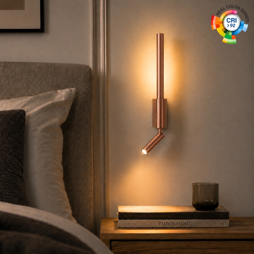 BRILAGI - Aplique de parede direcionável VIXON LED/3W/230V + LED/5W, acabamento bronze, CRI 90